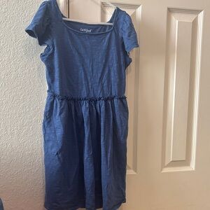 Cat & Jack Blue Short-Sleeve Gathered-Waist Girls Dress